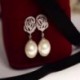 Luxus nők rózsa virág gyöngy Eardrop fül szegecsek fülbevaló esküvői ékszer ajándék