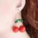 Divat Női Cseresznye Csepp Draple Rhinestone Fül Hook Fülbevaló Ékszer Ajándék 1Pair