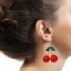 Divat Női Cseresznye Csepp Draple Rhinestone Fül Hook Fülbevaló Ékszer Ajándék 1Pair