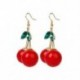 Divat Női Cseresznye Csepp Draple Rhinestone Fül Hook Fülbevaló Ékszer Ajándék 1Pair