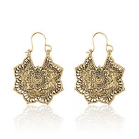 Arany Antik ezüst cigány indiai törzsi etnikai hoop Dangle Mandala fülbevaló Boho Hot