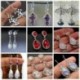 * E6 (hossza 5 cm) 925 Ezüst Ametiszt Holdkő Opál Ruby Topáz Dangle Drop Fülbevaló Hook Ékszerek