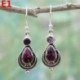 * E6 (hossza 5 cm) 925 Ezüst Ametiszt Holdkő Opál Ruby Topáz Dangle Drop Fülbevaló Hook Ékszerek