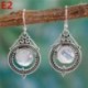 * E6 (hossza 5 cm) 925 Ezüst Ametiszt Holdkő Opál Ruby Topáz Dangle Drop Fülbevaló Hook Ékszerek