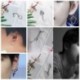 Ezüst színű fülbevaló hosszú lánccal - Tollal - Karikával - KPOP - BTS - Bangtan Boys - 11