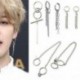 Ezüst színű fülbevaló hosszú lánccal - Tollal - Karikával - KPOP - BTS - Bangtan Boys - 11