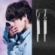 Ezüst színű fülbevaló hosszú lánccal - Tollal - Karikával - KPOP - BTS - Bangtan Boys - 11
