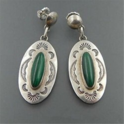 Vintage kézműves 925 ezüst zöld üveg esküvői dangle fülbevaló Dangle csepp