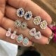 6Pairs / Set Boho Női Crystal strasszos fülbevaló Drop Ear fülbevaló ékszerek