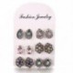 6Pairs / Set Boho Női Crystal strasszos fülbevaló Drop Ear fülbevaló ékszerek
