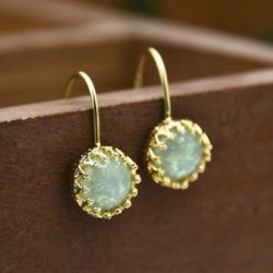 Női Opal Hook Fülbevaló Ékszerek Trendi Évforduló 18K Arany Töltött Dangle Drop