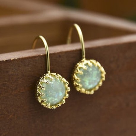 Női Opal Hook Fülbevaló Ékszerek Trendi Évforduló 18K Arany Töltött Dangle Drop