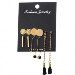5Pairs / Set Gold Boho Geometry Circle Tassel Női fülbevaló fülbevaló