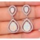 Nő 925 Ezüst Fehér Topáz Opal Dangle Fülbevaló Divat Esküvői Születésnapi Ajándék