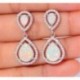 Nő 925 Ezüst Fehér Topáz Opal Dangle Fülbevaló Divat Esküvői Születésnapi Ajándék