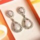 Nő 925 Ezüst Fehér Topáz Opal Dangle Fülbevaló Divat Esküvői Születésnapi Ajándék