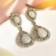 Nő 925 Ezüst Fehér Topáz Opal Dangle Fülbevaló Divat Esküvői Születésnapi Ajándék