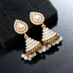 Retro indiai fülbevaló gyöngy medál Jhumka csepp fül Stud Dangle esküvői ékszerek
