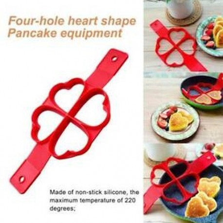 2db Négy adagos szív alakú szilikon palacsinta forma - tükörtojás forma - sütőforma - Z8K6