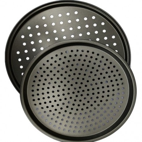 Fekete - 2db-os készlet - pizzasütő forma - fém sütőforma - P7R2