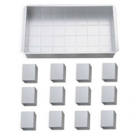 2db 295x170mm-es Téglalap alakú tortaforma 2 x 12db 4cm-es blokkal - alumínium sütőforma - J6L2