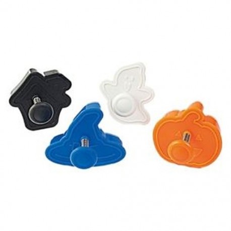 4db-os szett - Halloween mintás - Házikó - Szellem - Tök - Boszorkány süveg alakú sütemény formázó - kiszúró forma