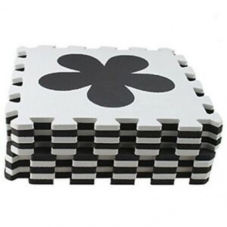 Fekete-fehér - 10 darabos Eva hab puzzle edzőszőnyeg Reteszelő padlólapok barna   bézs színű @ U8P5