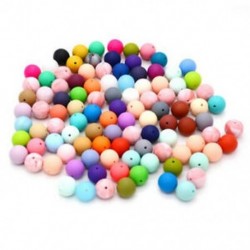 4X (50 db kerek szilikon fogazású gyöngyök, 15 mm-es baba teether gyöngy étel szilikonT3Z2
