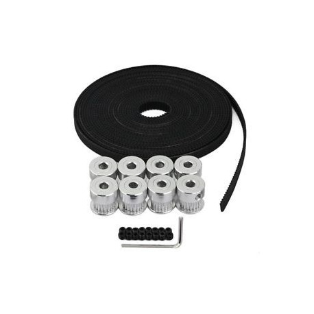 8 db 5mm 20 fogak alumínium fogaskerék   5 méter gumi GT2 2mm Pitc P3M6