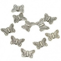 1zsák (30db) tibeti ezüst pillangó távtartó charm gyöngyök 10mm gyöngy ékszerek M Q4O3