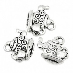 1X (10 x ötvözött TEA POT &amp  TEA CUP 3D Charms Medálok Y7L1)