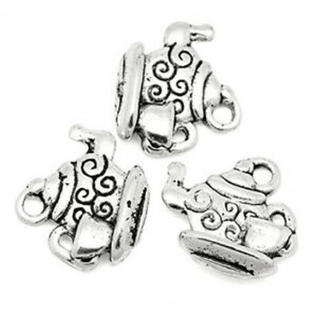 1X (10 x ötvözött TEA POT &amp  TEA CUP 3D Charms medálok, C8F2)