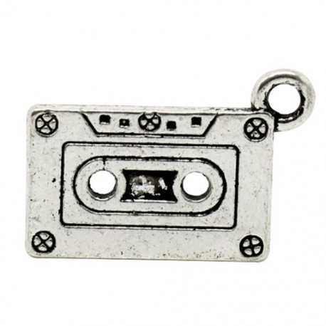 20 db ősi ezüst tónusú kazettaszalag-medálok 23 x 13 mm T8W2