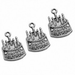 30 db Charm Medálok Születésnapi torta &quot Boldog születésnapot&quot  22 * 15mmďĽˆA ősi ezüst M7W3