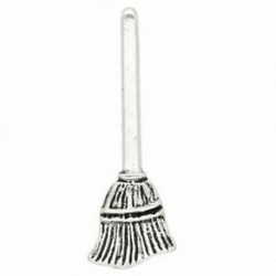 50 db Charm medálok seprű ezüst tónusú 27x10mm V7I5