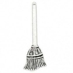 50PCS Charm Medálok Seprű ezüst hang 27x10mm B1F0