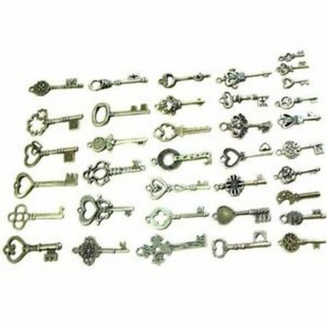 4X (40 darabos vintage csontváz kulcstartó antik bronz színű ékszerekhezA3U7)