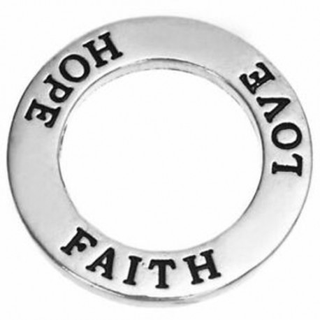 6X (20 ezüst hangú &quot Love Hope Faith&quot  gyűrű medálok, 23 mm-es nyaklánc-Jewelle H3X6
