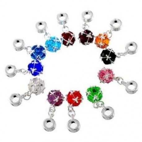 5X (vegyes ezüst színű, születésnapi kövekkel ellátott medálok az európai Charm Bracele U7B1-hez