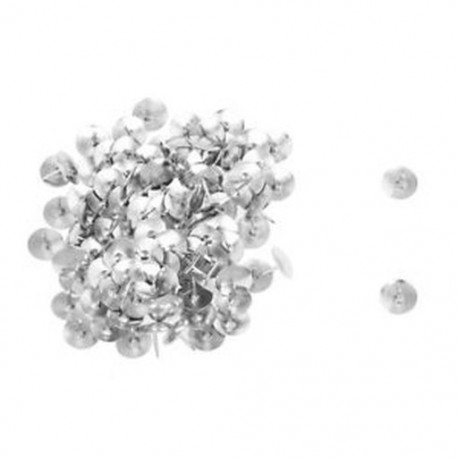 1X (100 db ezüst tónusú corkboard fotó nyomógombok Thumb Tacks N8Y4)
