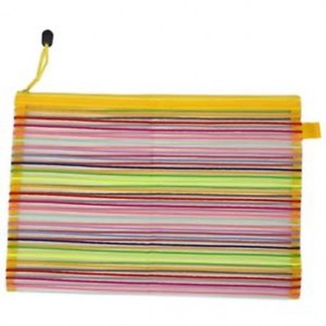 1X (Zip up Nylon Mesh többszínű csíkok A4-es papír dokumentumok tolltartó táska Fo R3Q3