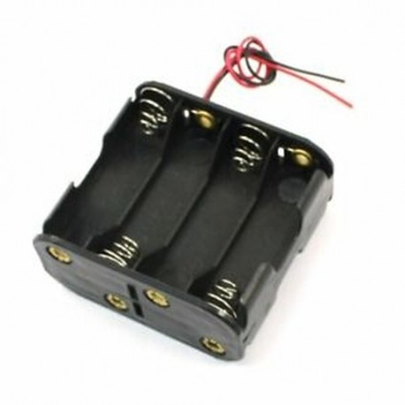 Fekete két rétegű 8x1.5V AA elem elemtartó tokban, vezetékes vezetékekkel R5M8 N7E0