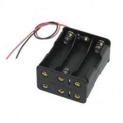 Fekete vontatórétegek 6 x 1,5 V-os AA elem elemtartó tokban, dobozvezetékkel, vezetékkel X8P2