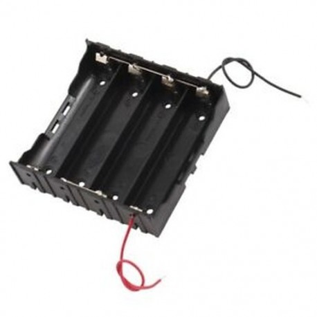Téglalap párhuzamos 2 vezetékes 4 x 3,7 V 18650 elemtartó tokban, fekete L8Y9