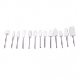 13 db / tétel Különböző alakú, 3 mm-es szárú gyapjú csiszolófej Fehér Jade Metal Mir X3U3