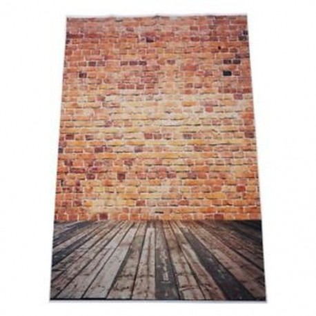 150x90cm Téglafal és régies deszka padló háttér stúdió fotózáshoz - G6X3