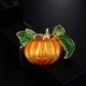 Halloween tök bross új ötvözet zöld levelek narancssárga zománc tök nők D5X8