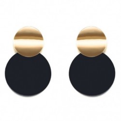 1X (fekete fülbevalók, divatos arany színű, kerek fém fülbevalók az S2F3-hoz)