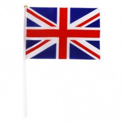 Kézzel hullámosító Union Jack zászlók műanyag rudakkal 21 x 14 cm-es csomag 12 piros   fehér F5J2-vel