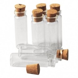 1X (20 db 11X32Mm apró mini üres átlátszó parafa üveg palackok 2 ml I5I1)